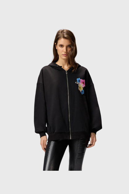 Pinko  Zucchero Zipped Hoodie With Flower Print 105701A2R2Z99