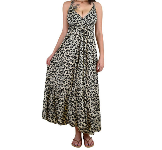 Pink Planet Leopard Ecru Φόρεμα LS165