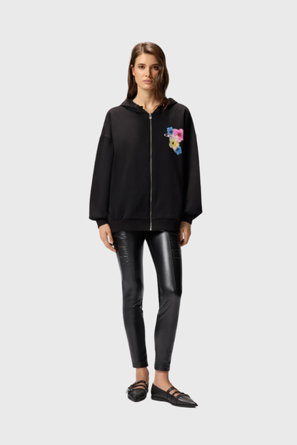 Pinko  Zucchero Zipped Hoodie With Flower Print 105701A2R2Z99