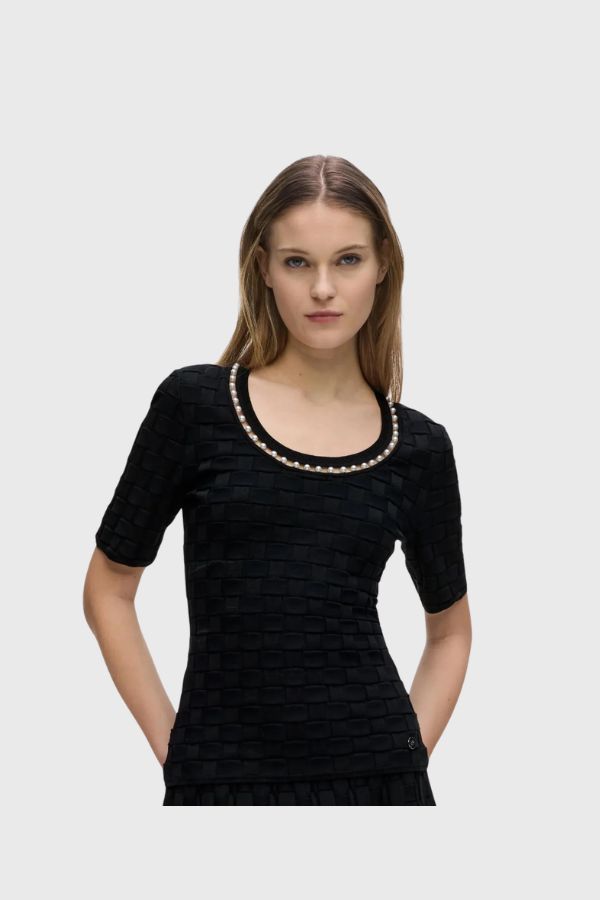 Karl Lagerfeld Pearl Detail Knit Top B3W18022