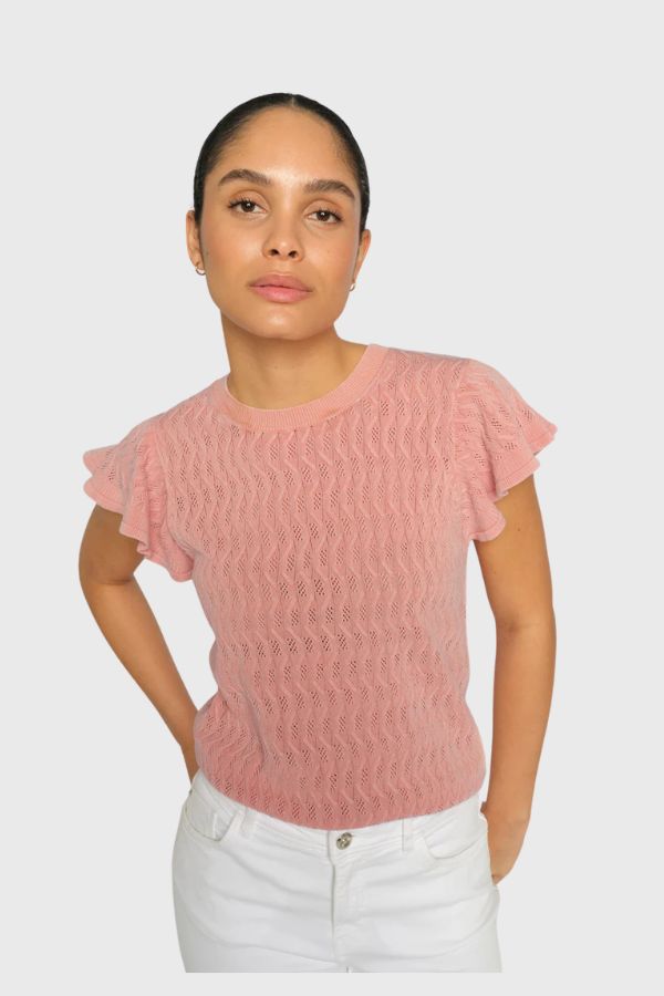 Mos Mosh Ganna Pattern O-Neck Knit Top 177580