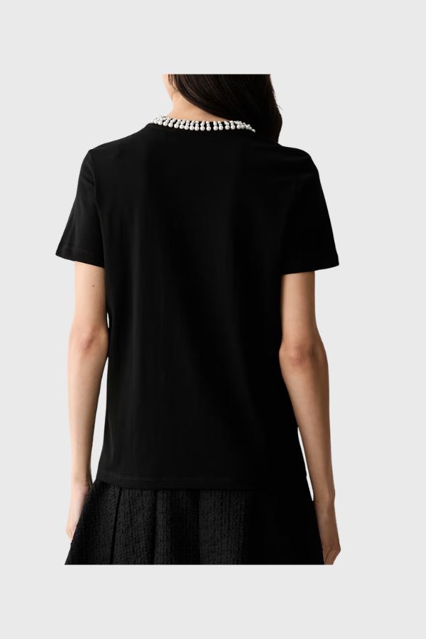 Karl Lagerfeld Pearl Detail T-Shirt B3W17057