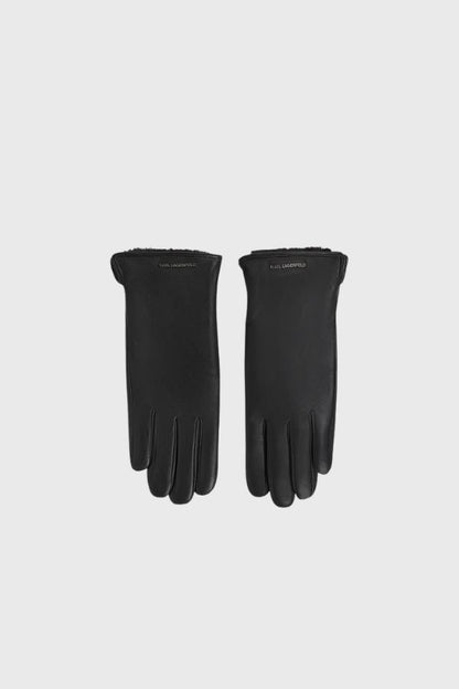 Karl Lagerfeld K/Essential FF Logo Leather Gloves B4W33084