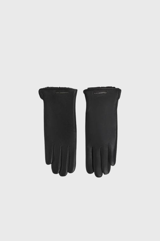 Karl Lagerfeld K/Essential FF Logo Leather Gloves B4W33084
