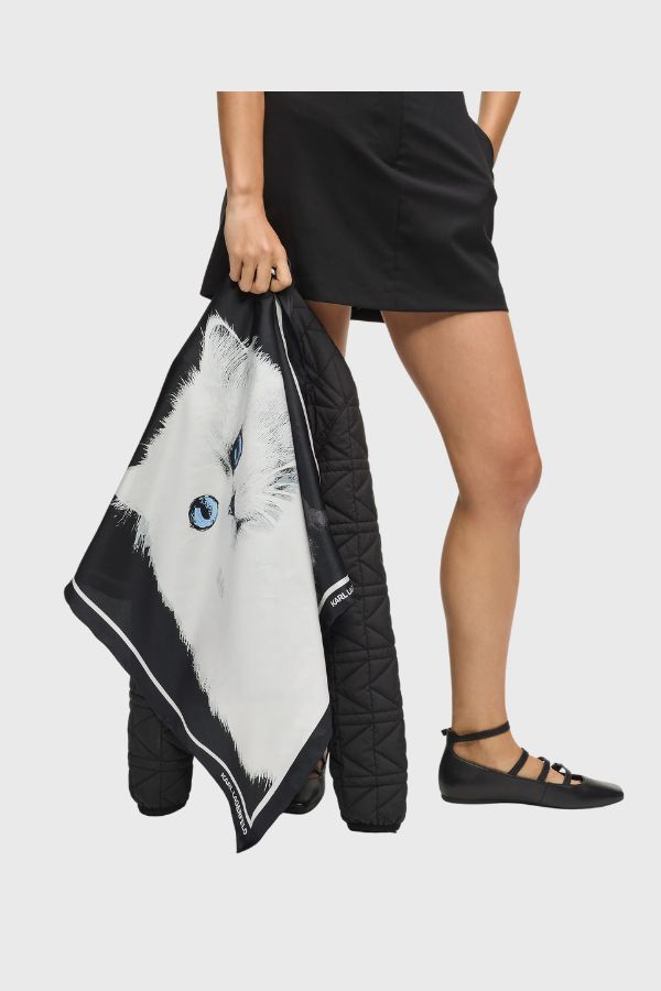 Karl Lagerfeld Ikon Choupette Silk Scarf  B1W33034