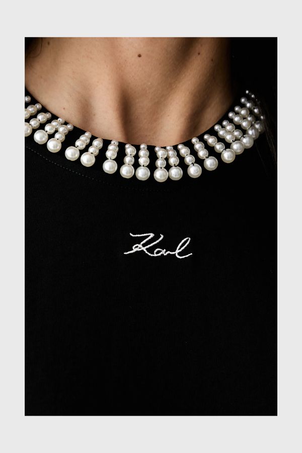 Karl Lagerfeld Pearl Detail T-Shirt B3W17057