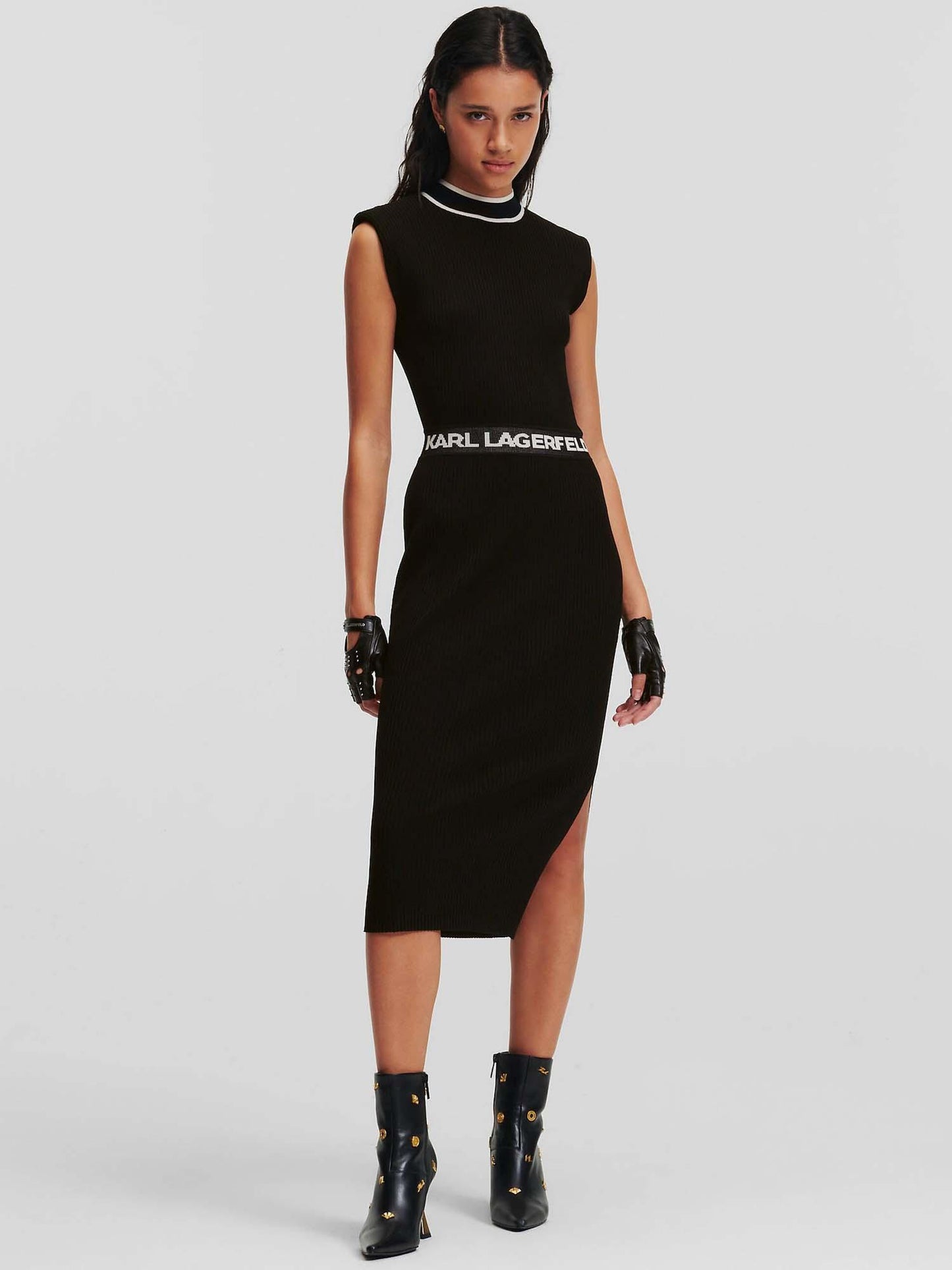 Karl Lagerfeld High Neck Knit Dress 235W1310