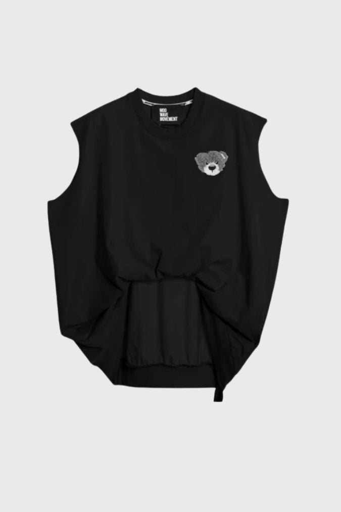 MWM Teddy Bear Flock Patch Oversized Tank Top MW092010436