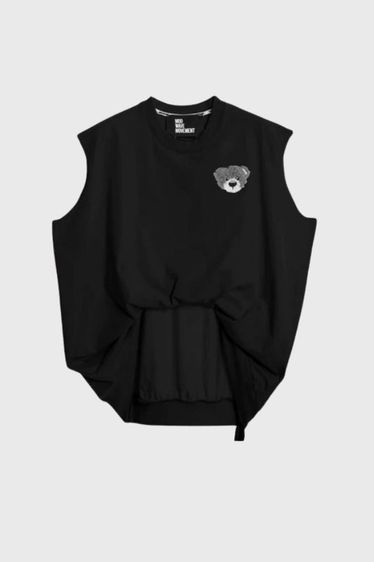 MWM Teddy Bear Flock Patch Oversized Tank Top MW092010436