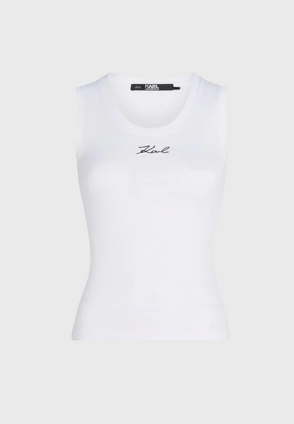 Karl Lagerfeld Logo-Embroidered Ribbed Tank Top 241W1712