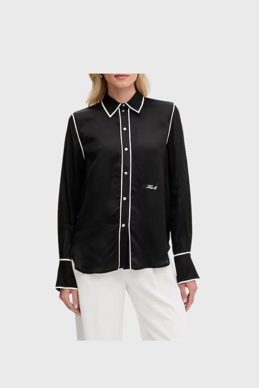 Karl Lagerfeld Contrast Piping Blouse A3W11012
