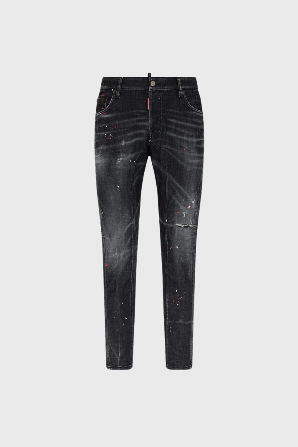 Dsquared2 Black Spotted Wash Tidy Biker Παντελόνι S71LB1381 S30357 900