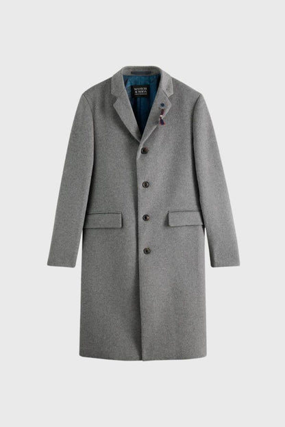 Scotch and Soda Long hooded wool- blend coat