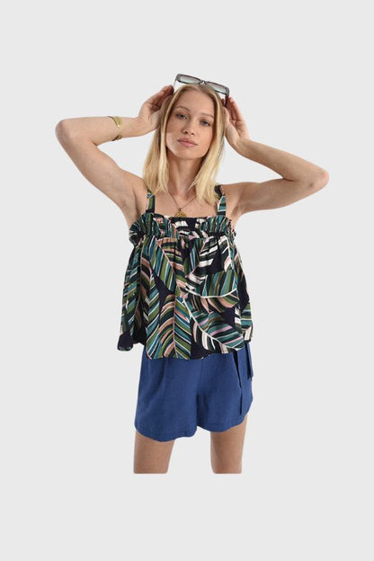 Molly Bracken Printed Ruched Top LA1305BE