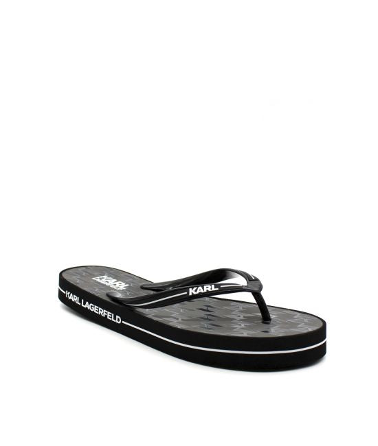 Karl Lagerfeld Black Monogram Thong Slides KL81013