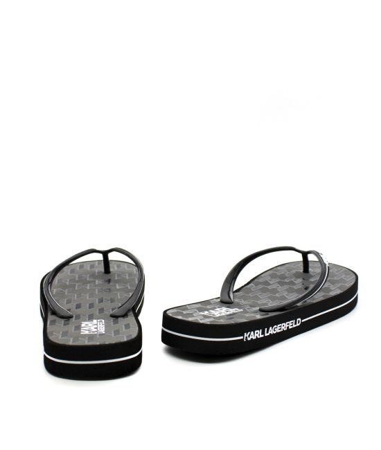 Karl Lagerfeld Black Monogram Thong Slides KL81013