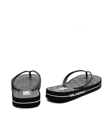 Karl Lagerfeld Black Monogram Thong Slides KL81013