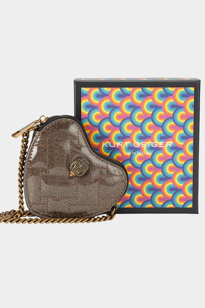 Kurt Geiger Micro Heart Glitter Quilted Crossbody Τσάντα 4029260769