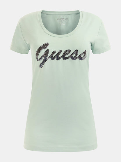 Guess γυναικείο T-shirt Με Logo Print Με Rhinestones Μπροστά W3RI50J1314