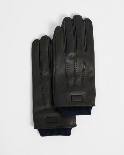 TED BAKER BALLOT Leather gloves with ribbed cuff