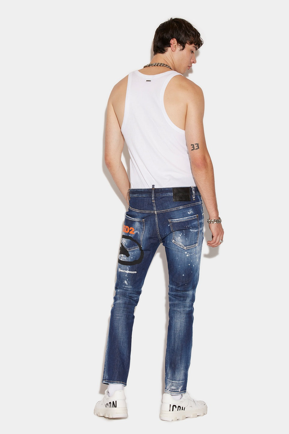 Dsquared2 Dark Ripped Blue Wash Skater Jeans