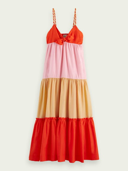Scotch & Soda Colourblock Silk-blend Maxi Φόρεμα 166271